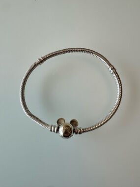 Pandora Mickey Head Charm Snake Chain Bracelet
